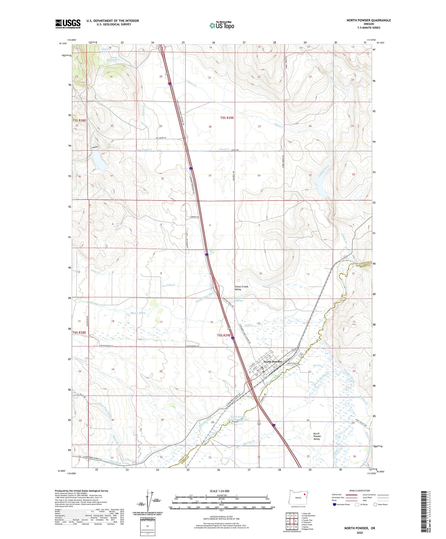 North Powder Oregon US Topo Map Image