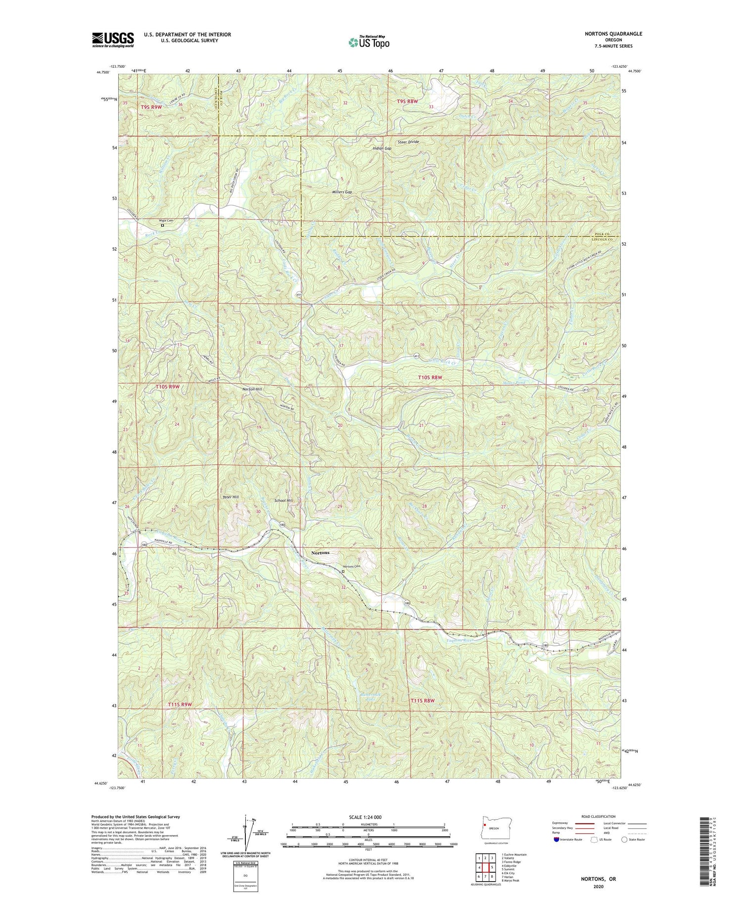 Nortons Oregon US Topo Map Image