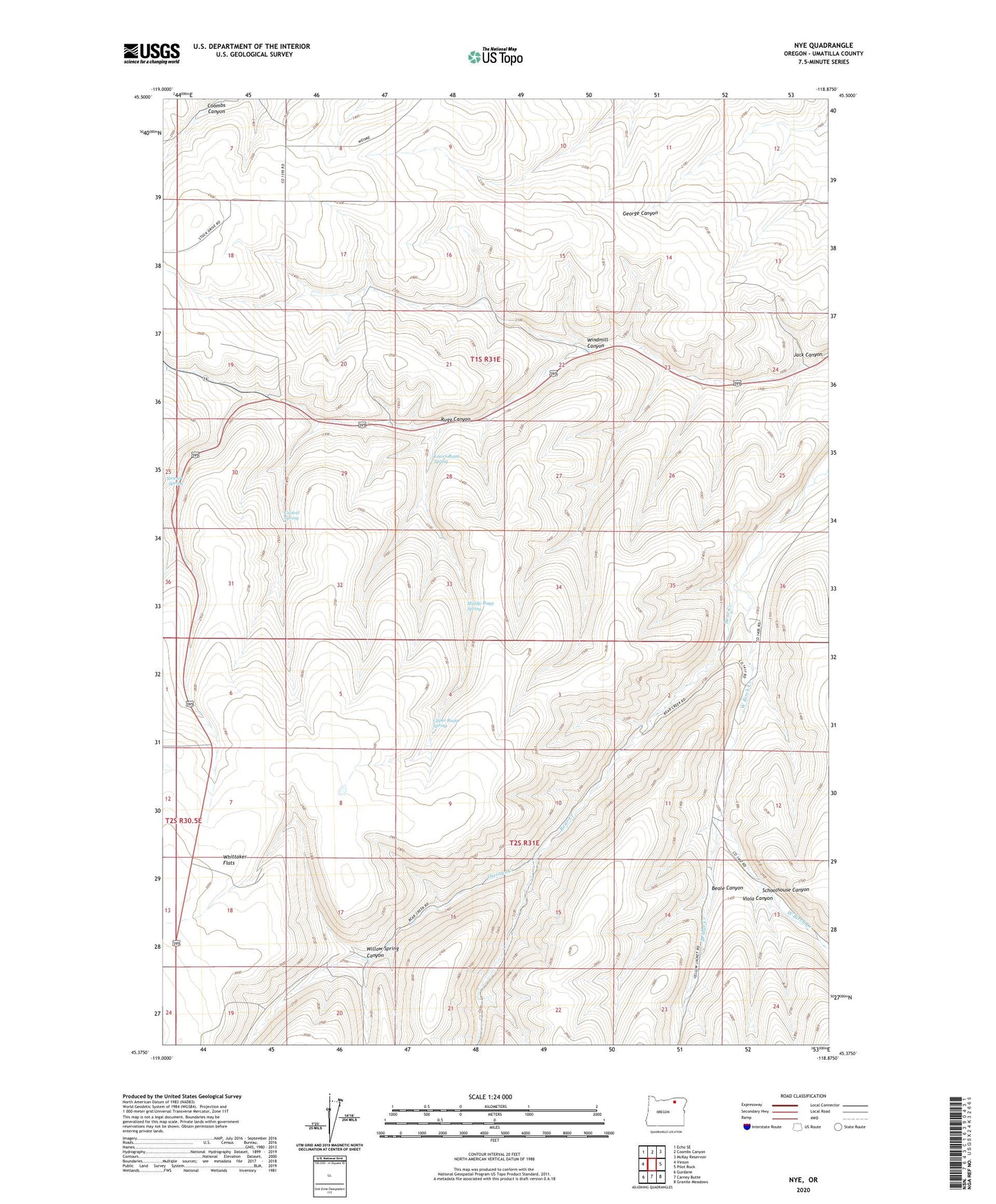 Nye Oregon US Topo Map Image