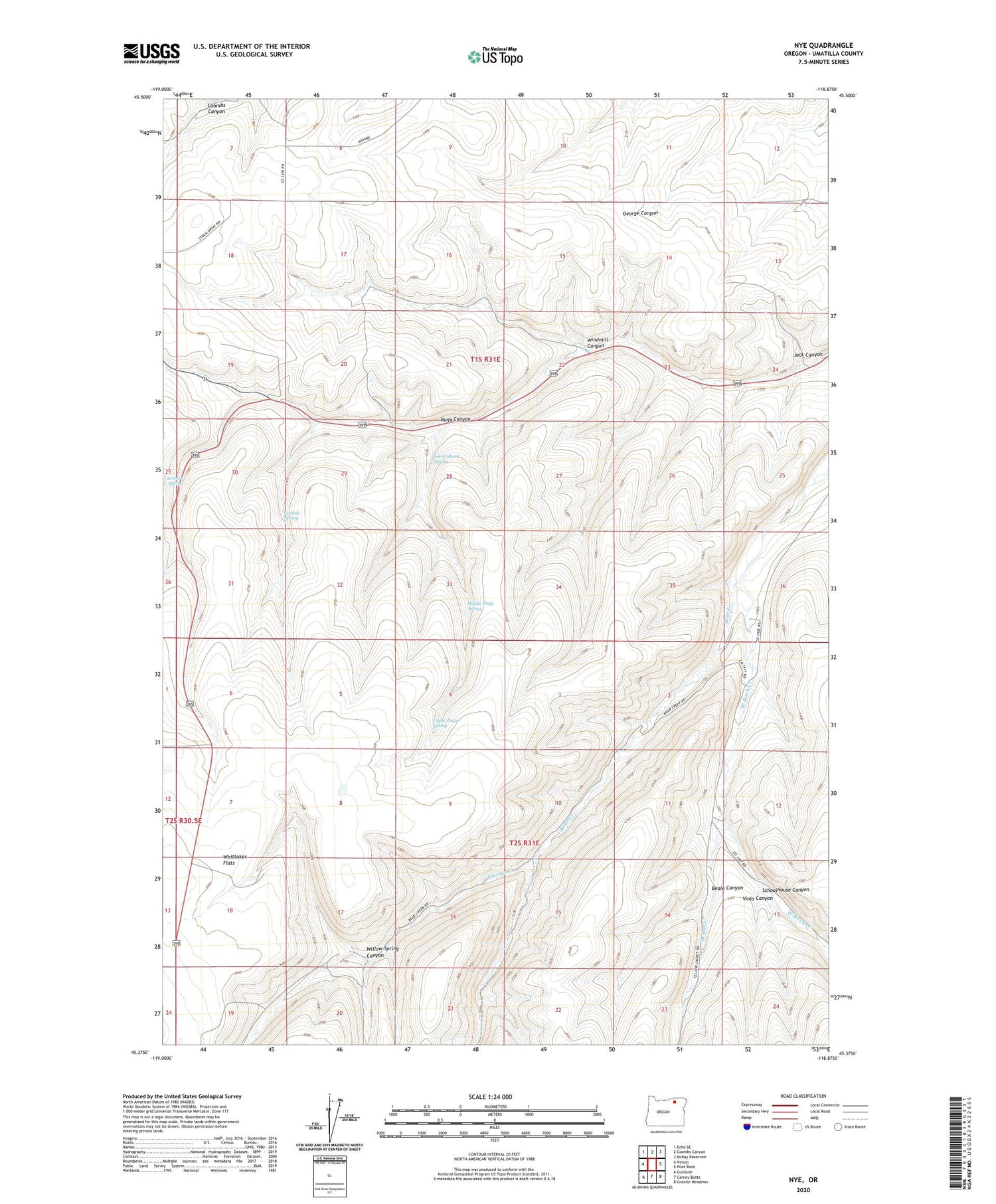 Nye Oregon US Topo Map Image
