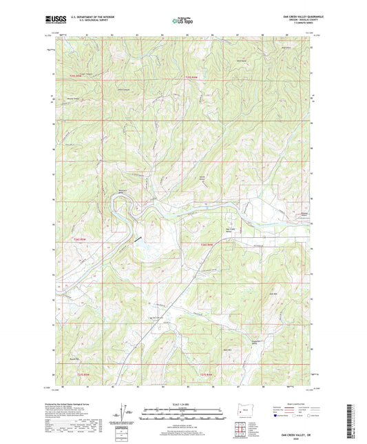 Oak Creek Valley Oregon US Topo Map Image