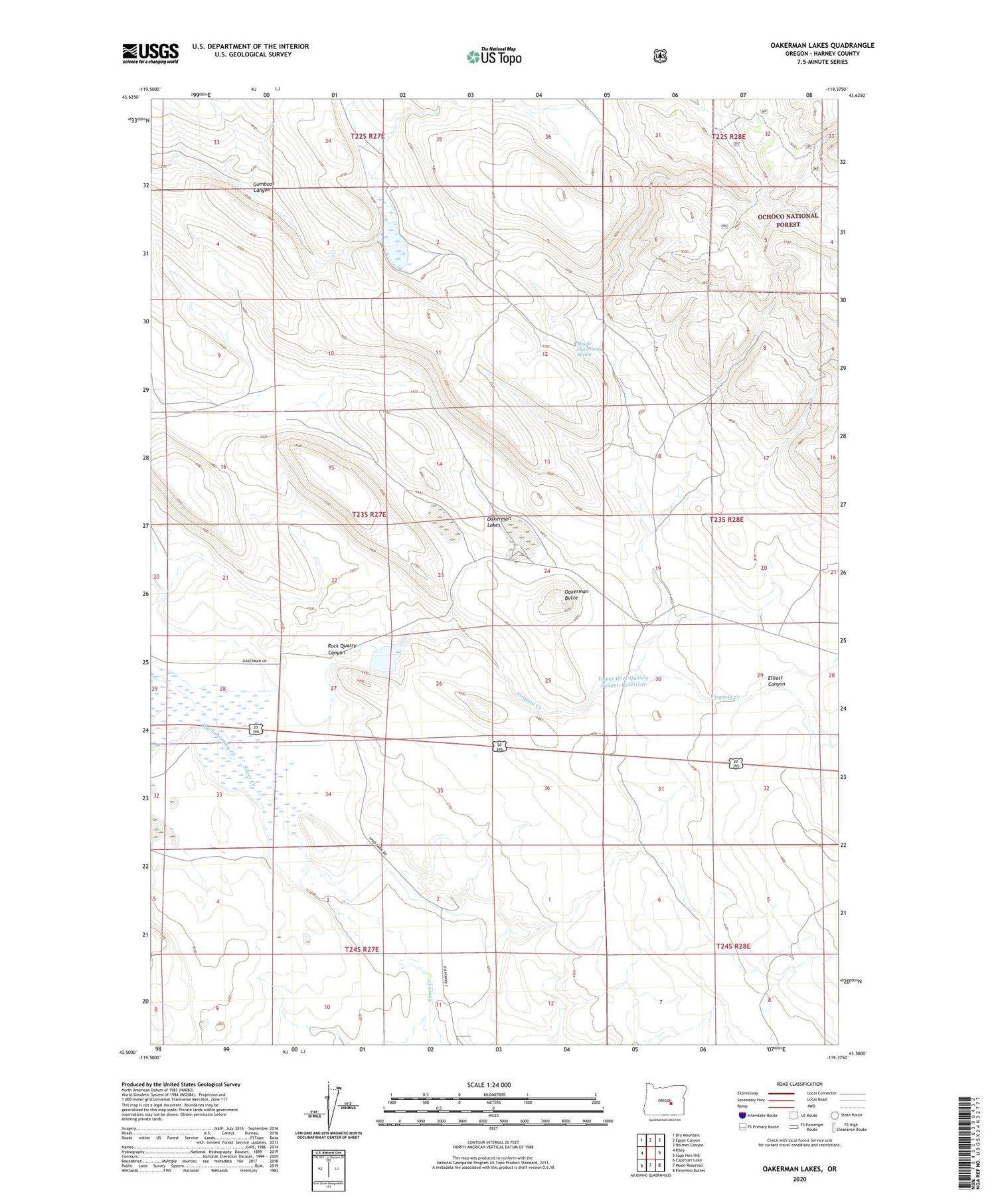 Oakerman Lakes Oregon US Topo Map Image