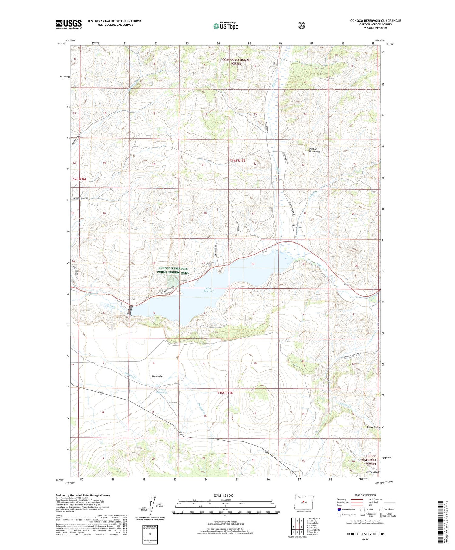 Ochoco Reservoir Oregon US Topo Map Image