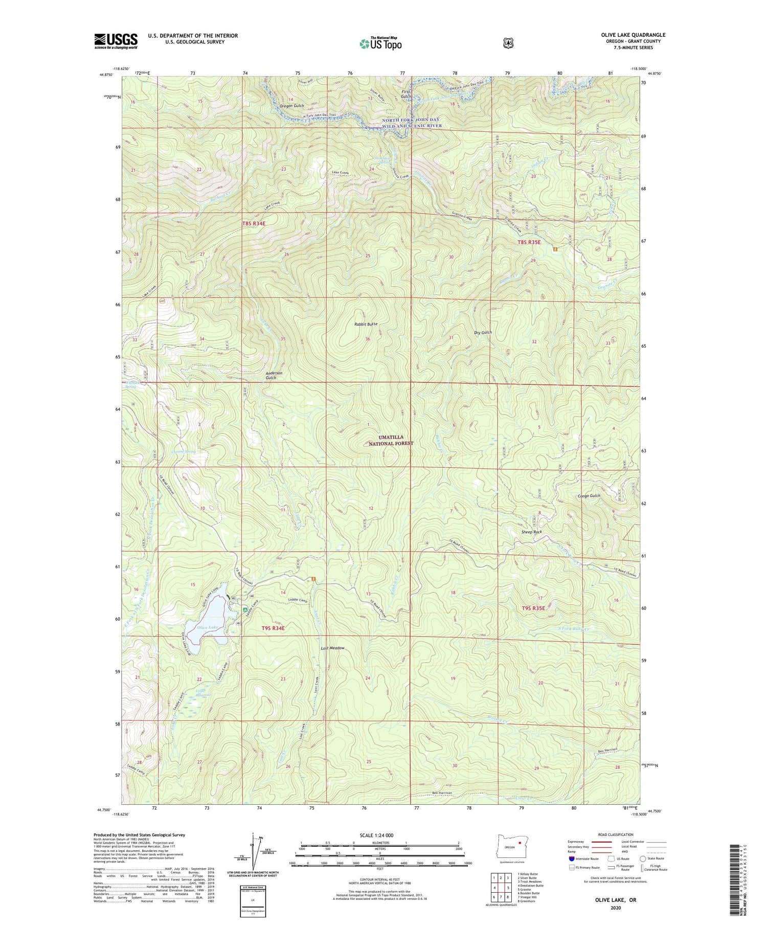 Olive Lake Oregon US Topo Map Image