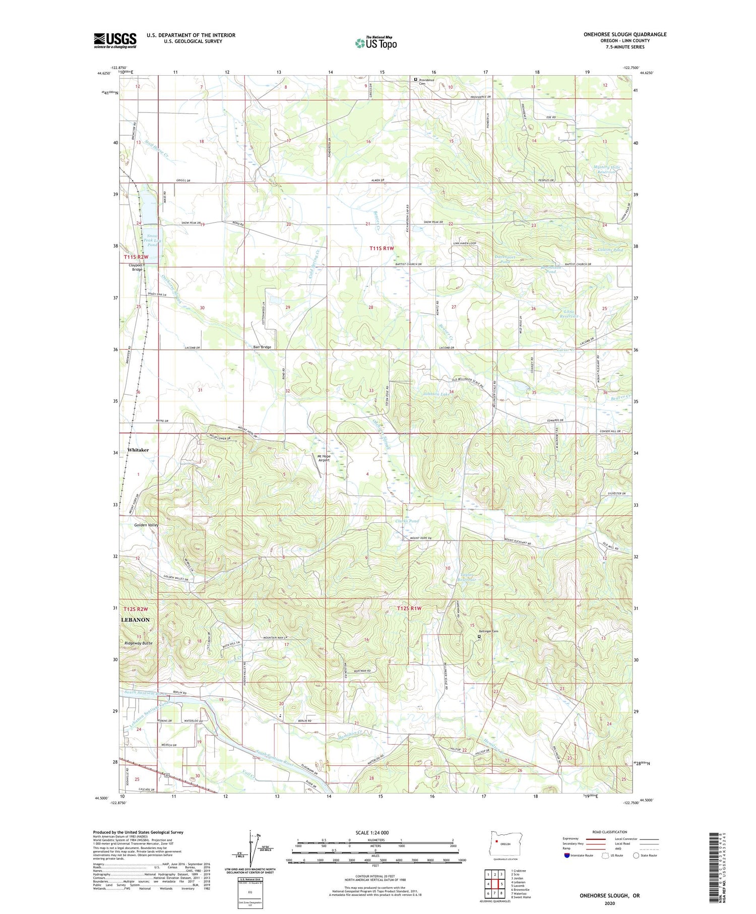 Onehorse Slough Oregon US Topo Map Image