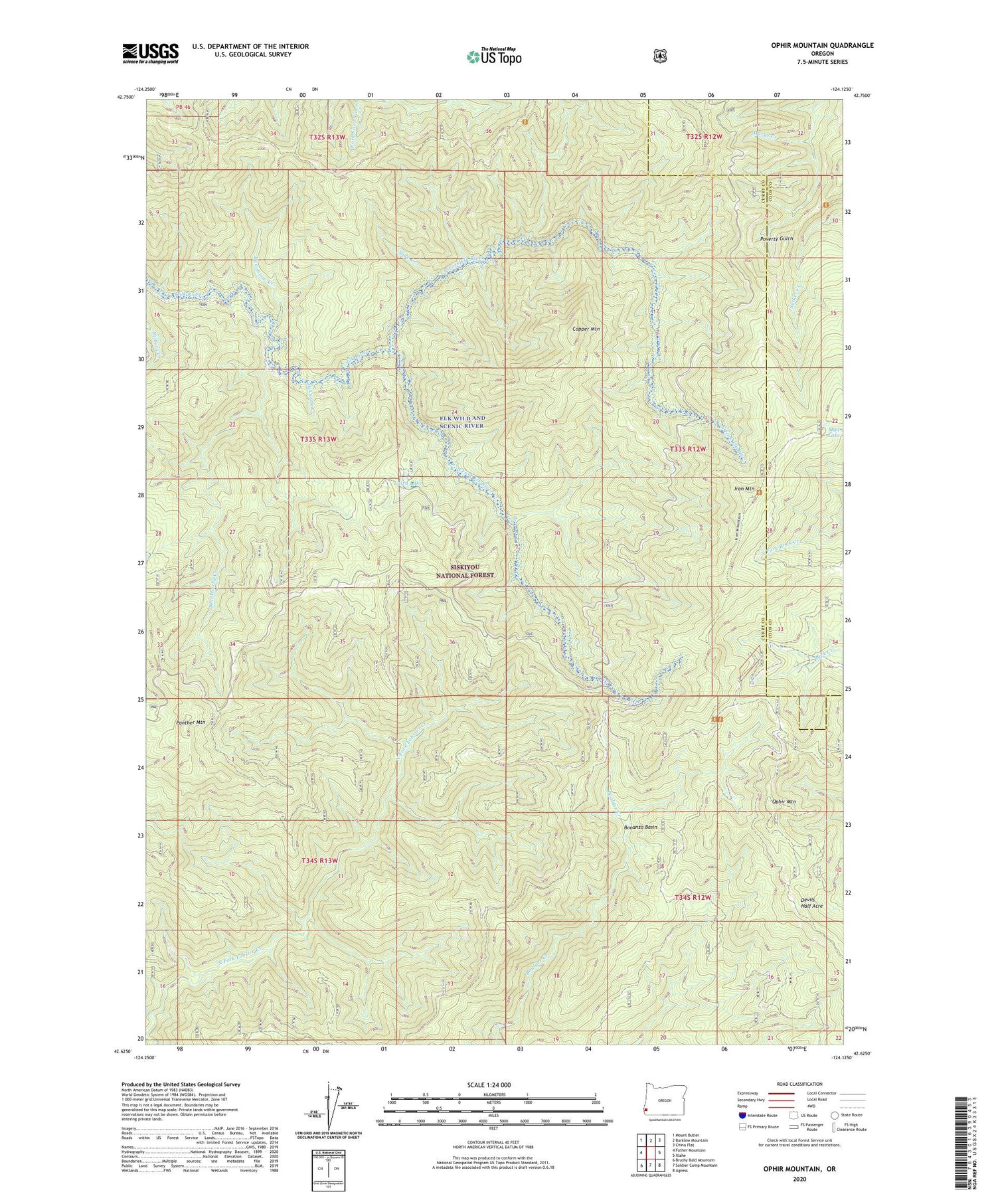 Ophir Mountain Oregon US Topo Map Image