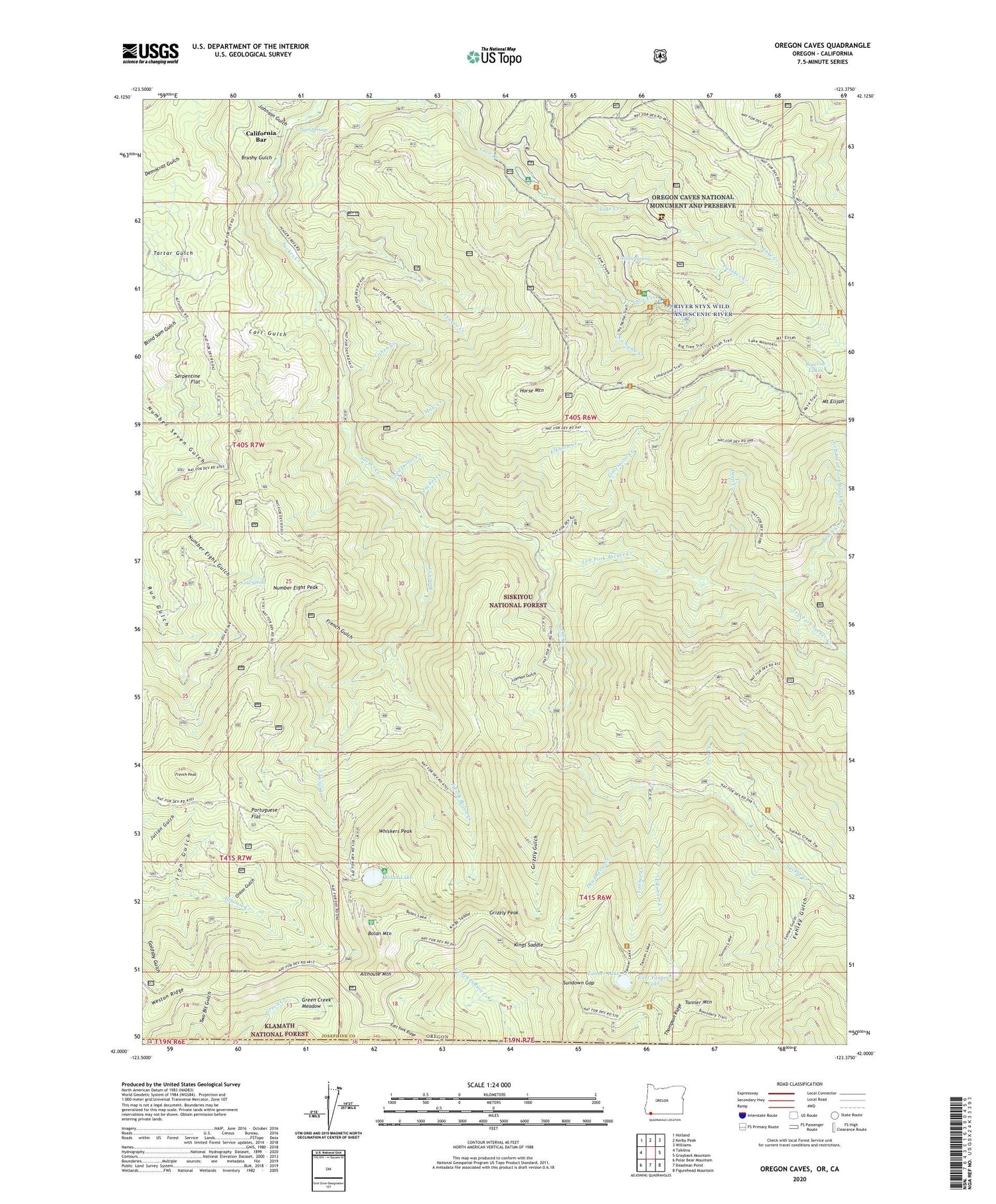 Oregon Caves Oregon US Topo Map Image