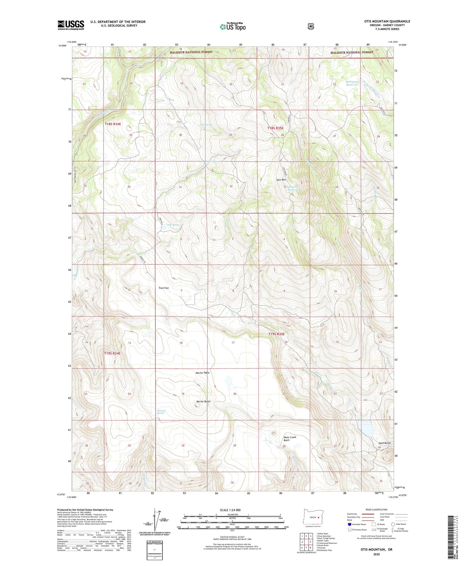 Otis Mountain Oregon US Topo Map Image