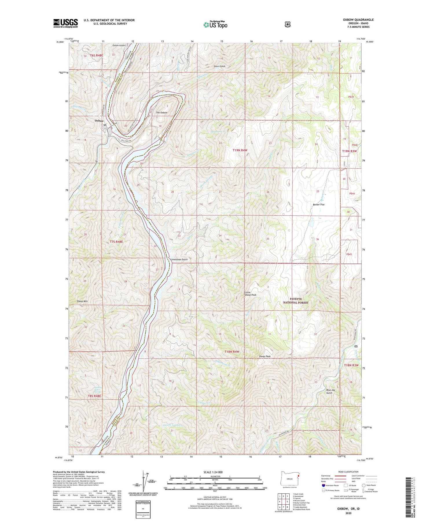 Oxbow Oregon US Topo Map Image