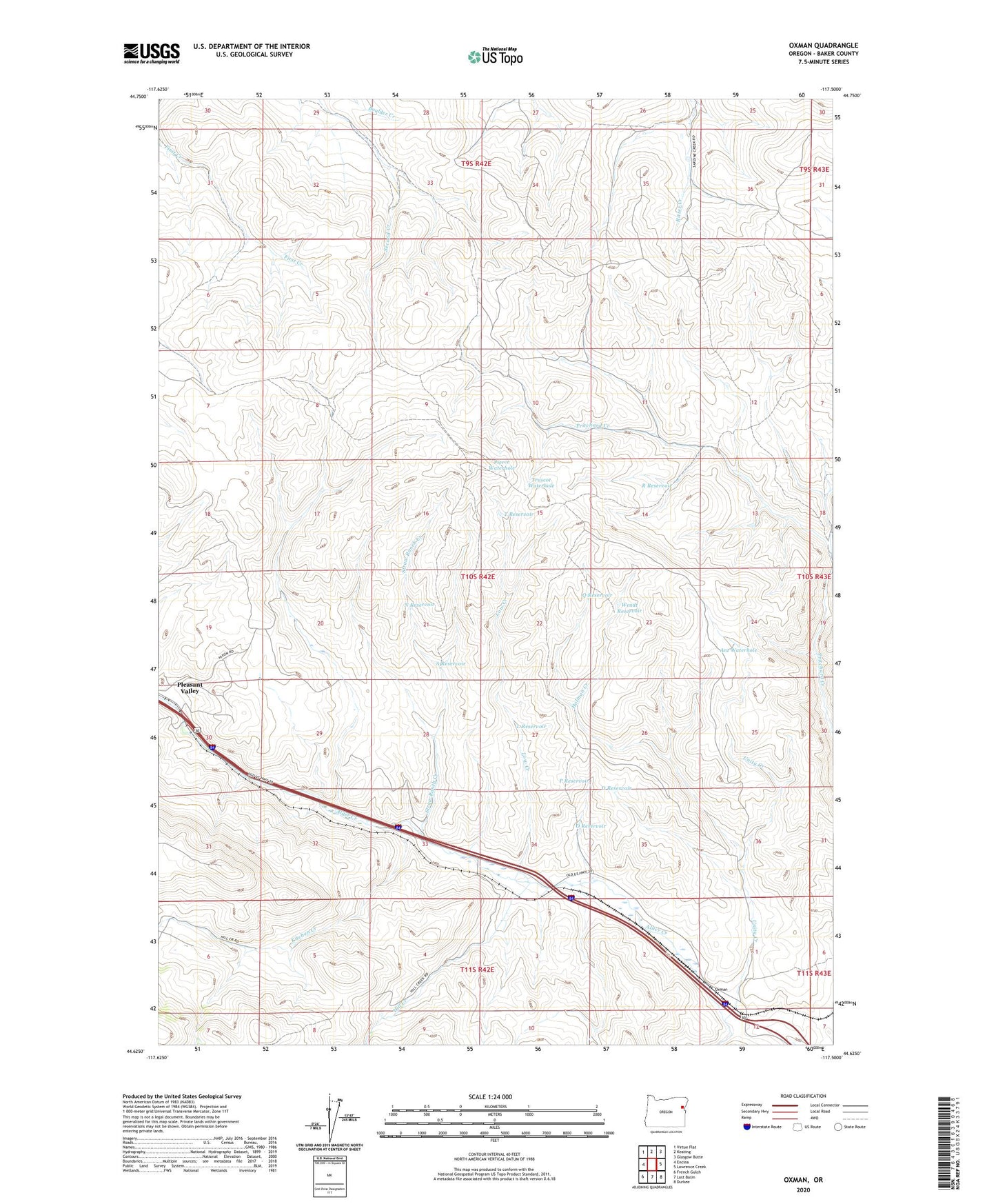 Oxman Oregon US Topo Map Image
