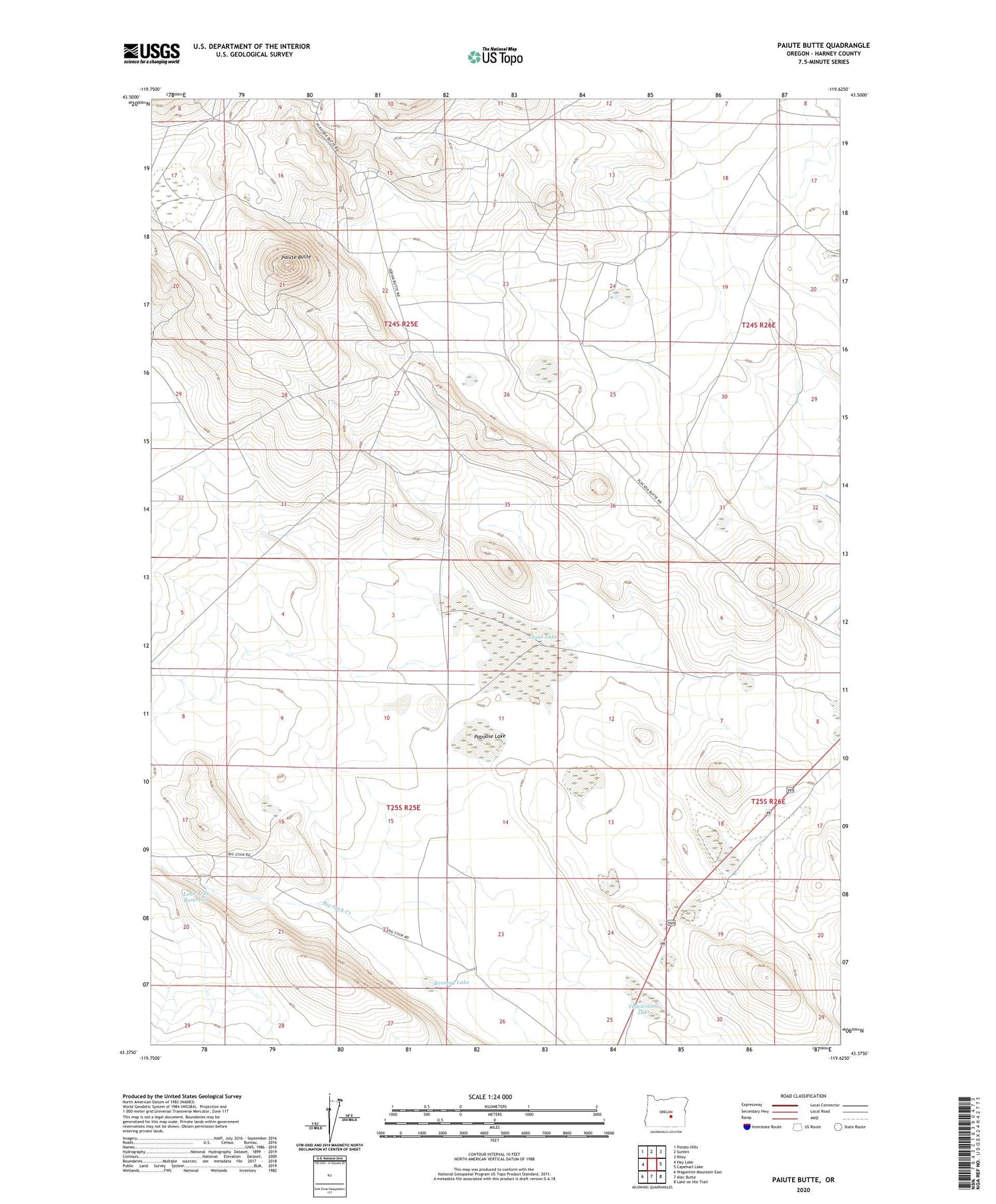 Paiute Butte Oregon US Topo Map Image