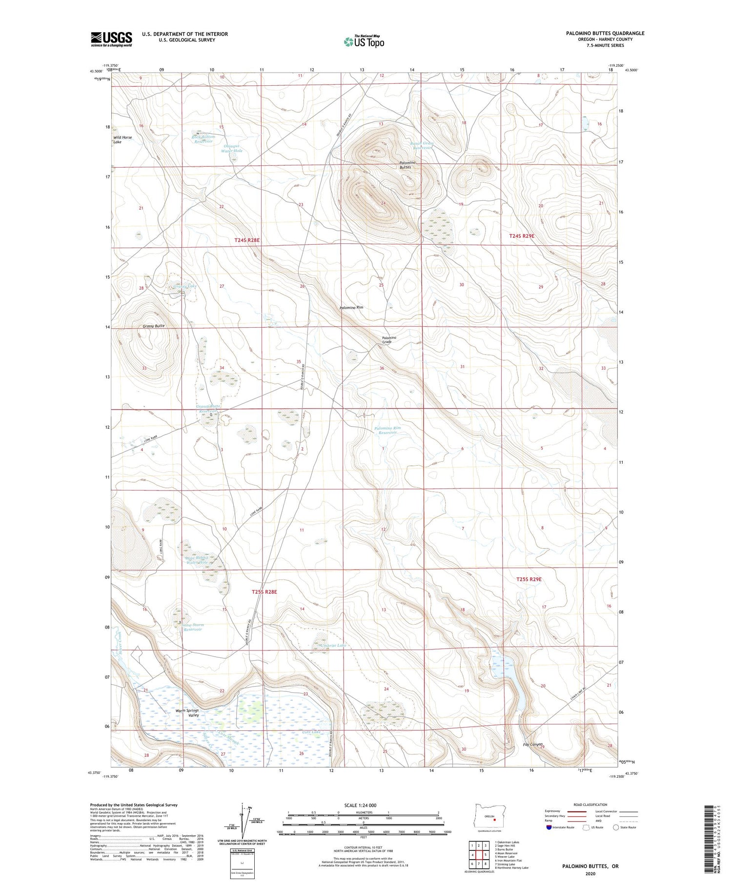 Palomino Buttes Oregon US Topo Map Image
