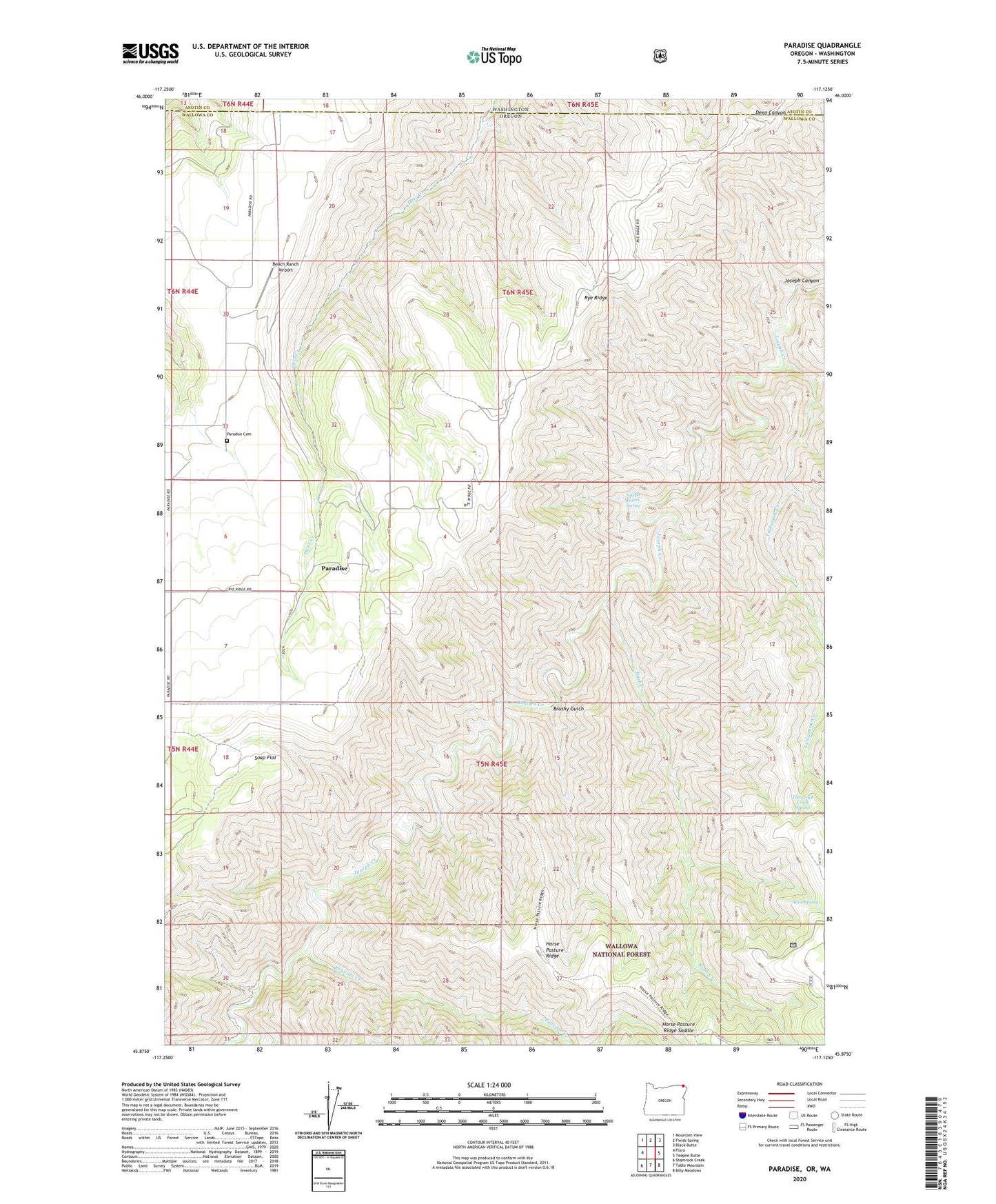 Paradise Oregon US Topo Map Image