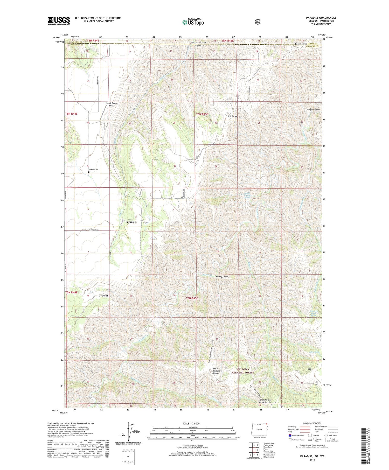 Paradise Oregon US Topo Map Image