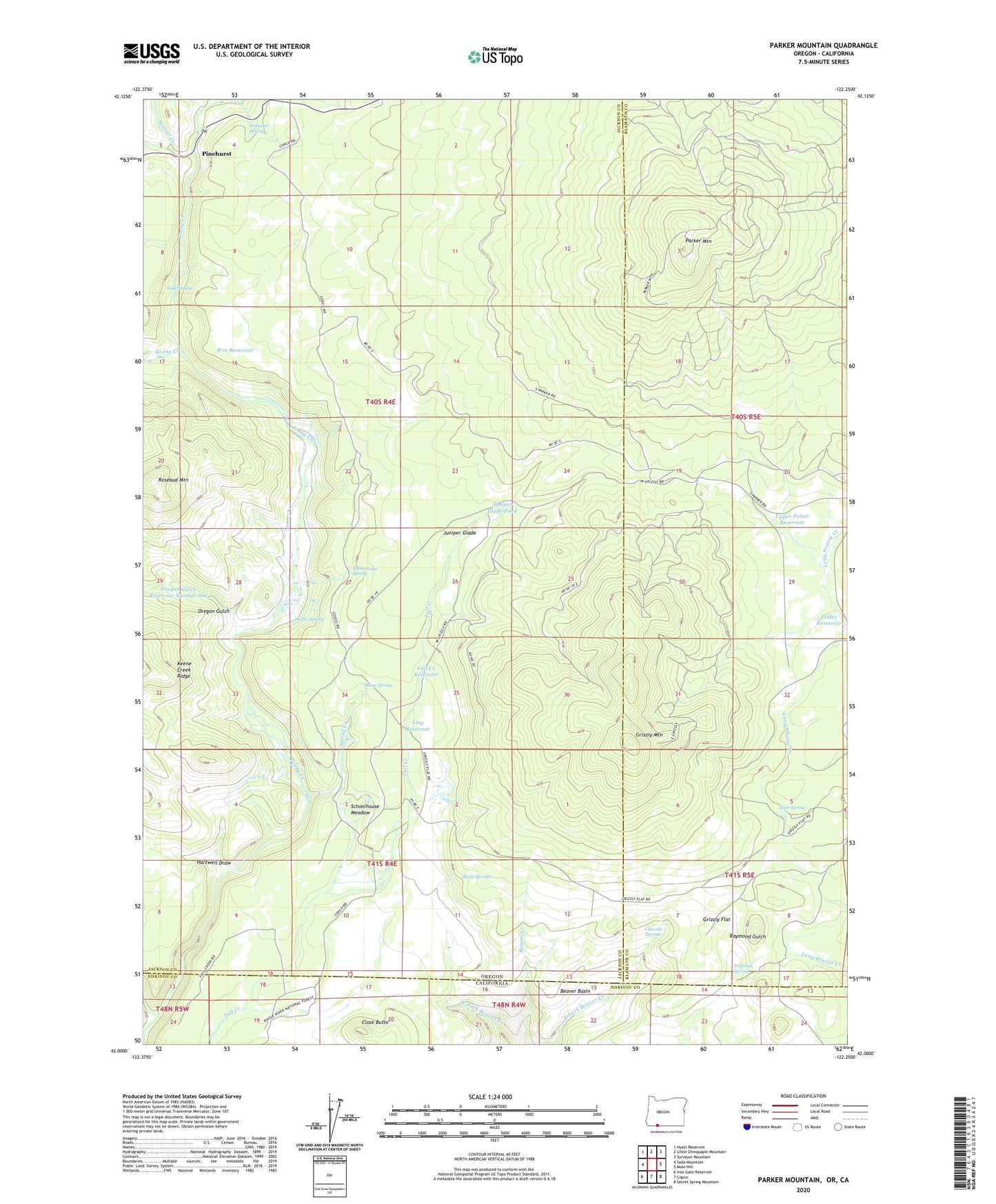 Parker Mountain Oregon US Topo Map Image