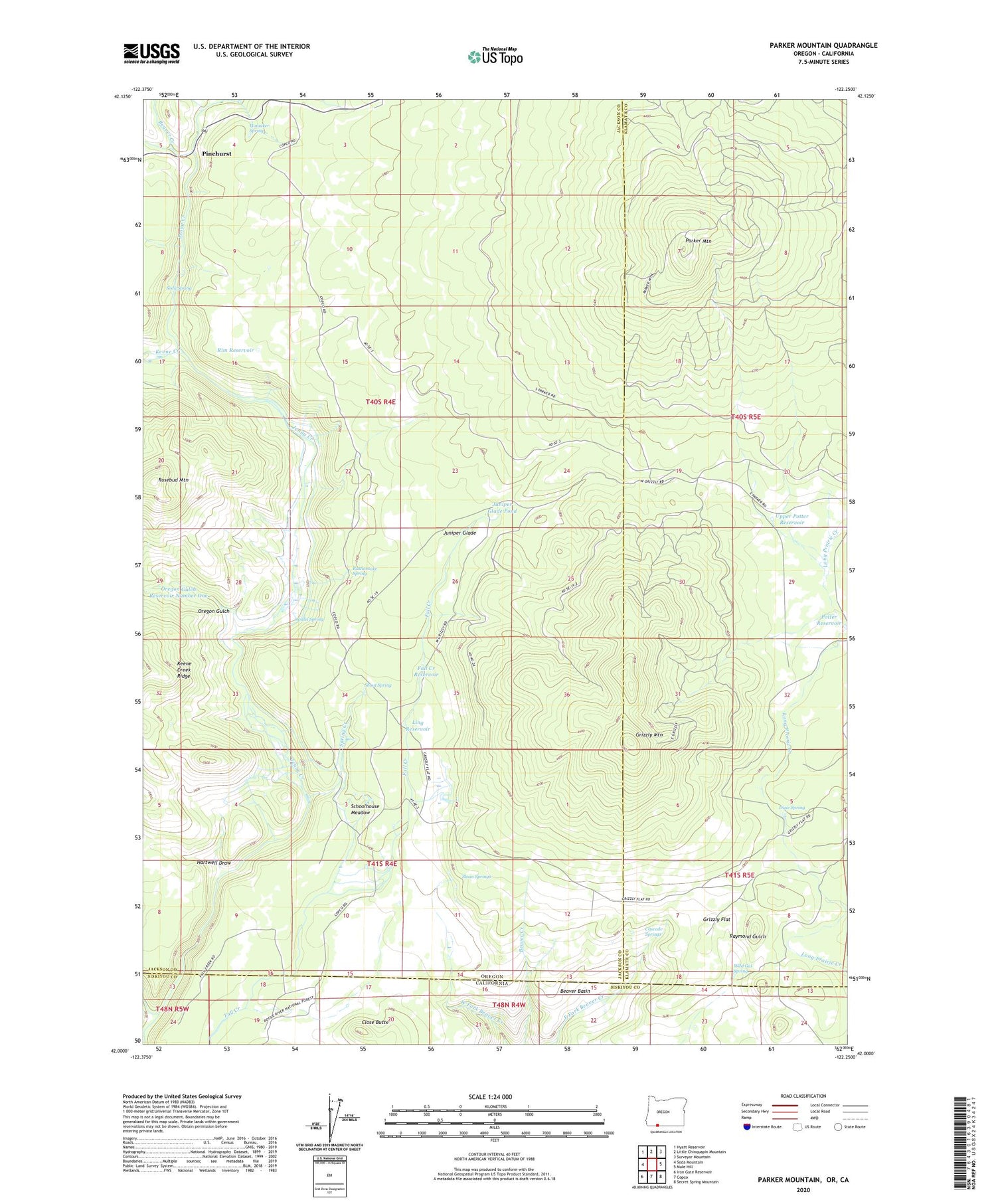 Parker Mountain Oregon US Topo Map Image