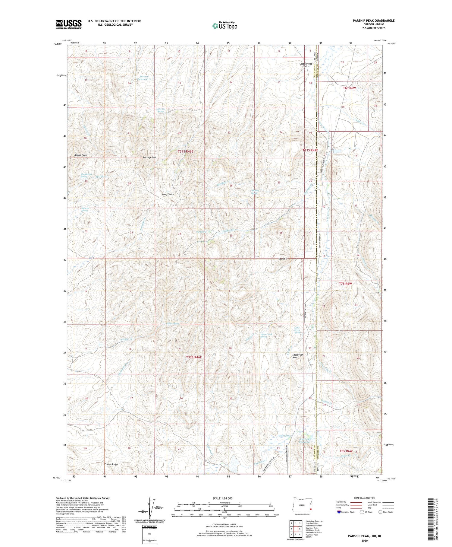 Parsnip Peak Oregon US Topo Map Image