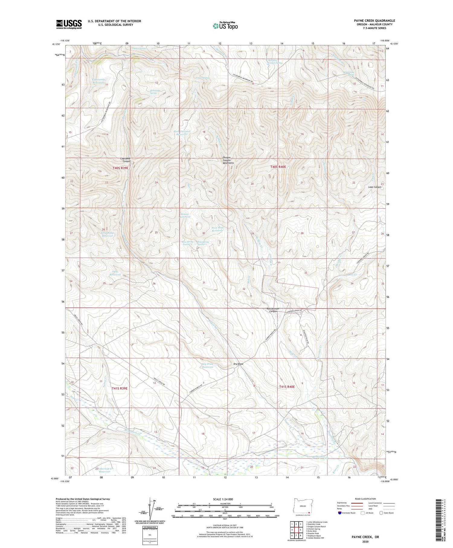 Payne Creek Oregon US Topo Map Image