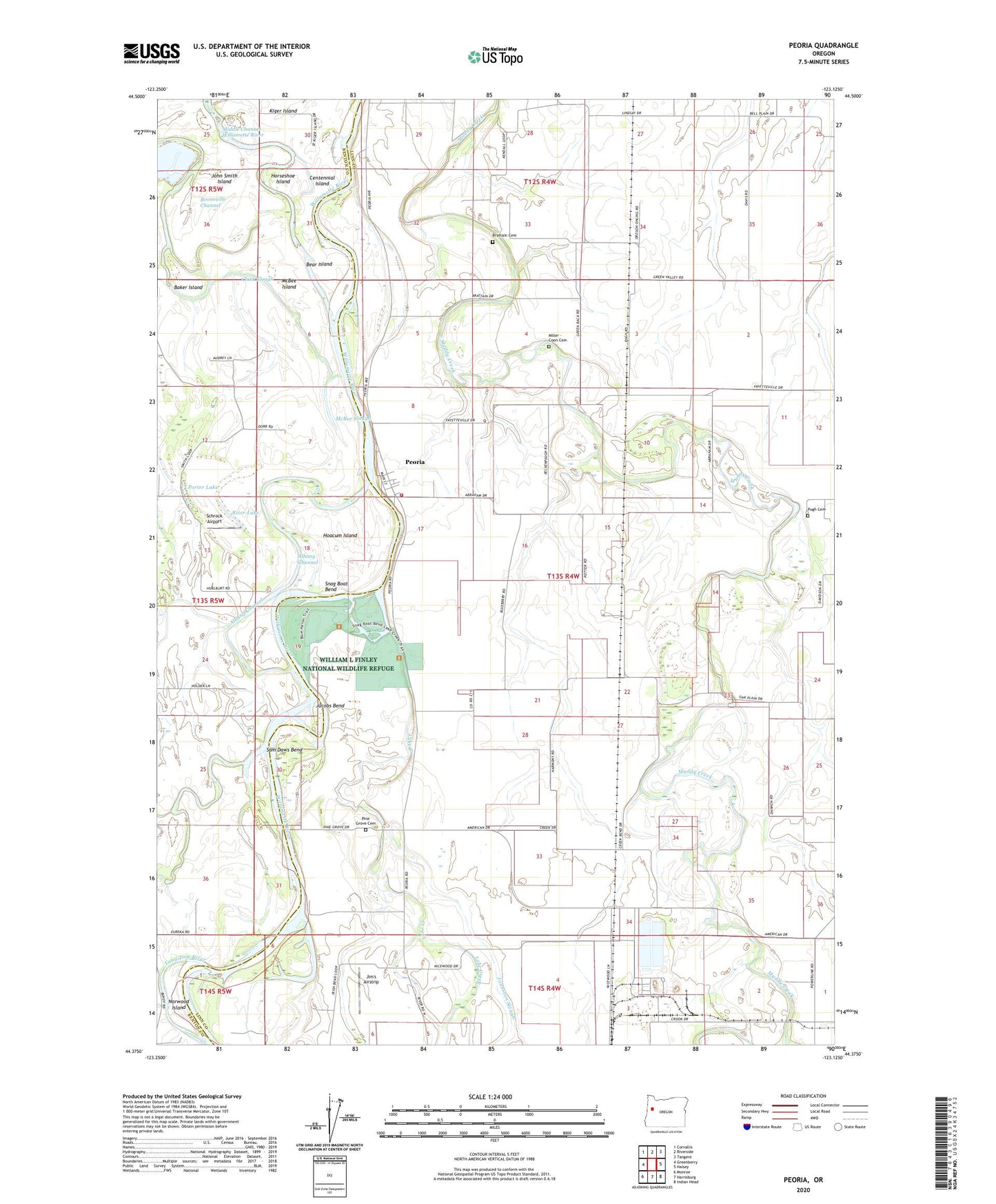 Peoria Oregon US Topo Map Image