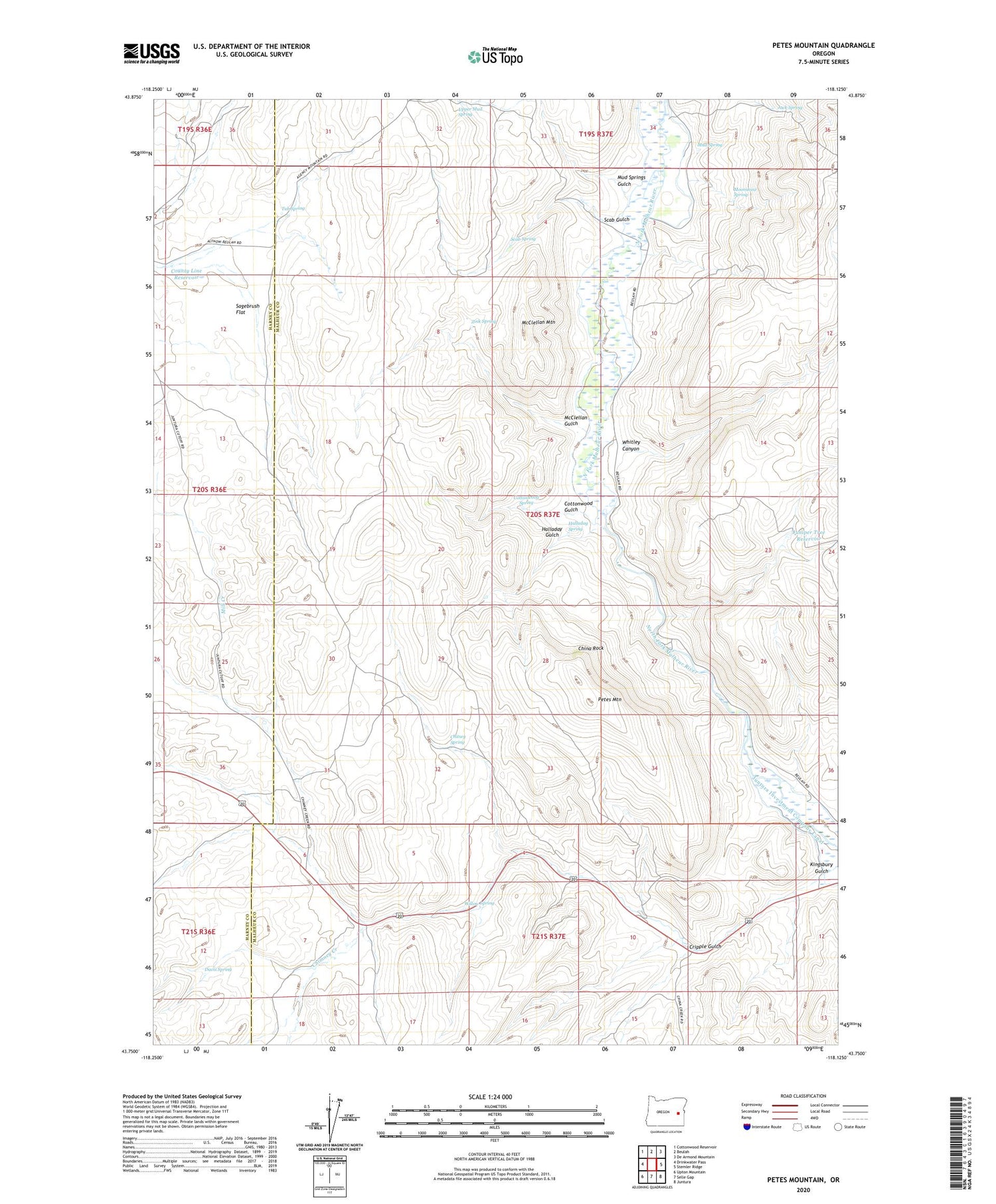 Petes Mountain Oregon US Topo Map Image