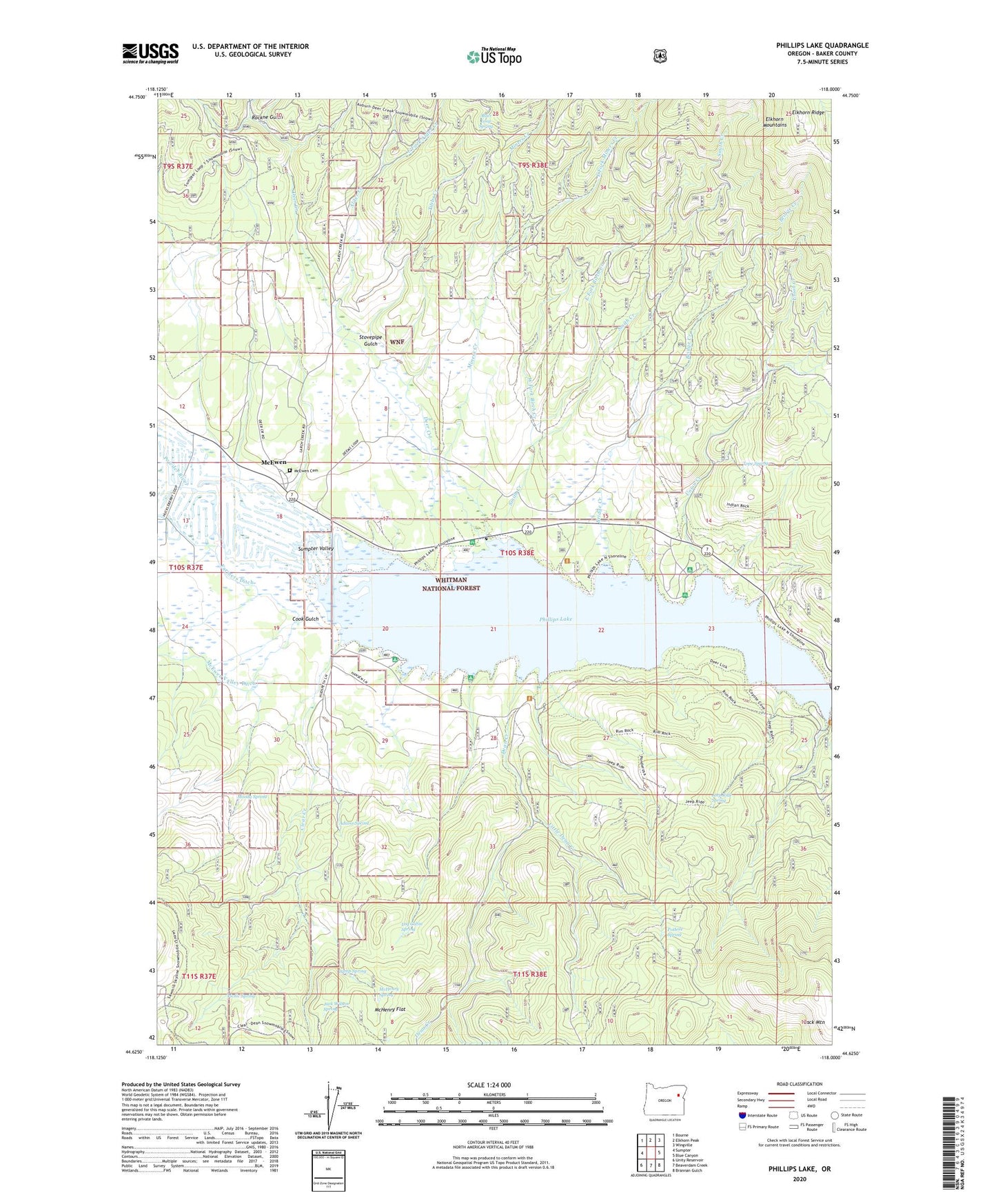 Phillips Lake Oregon US Topo Map Image