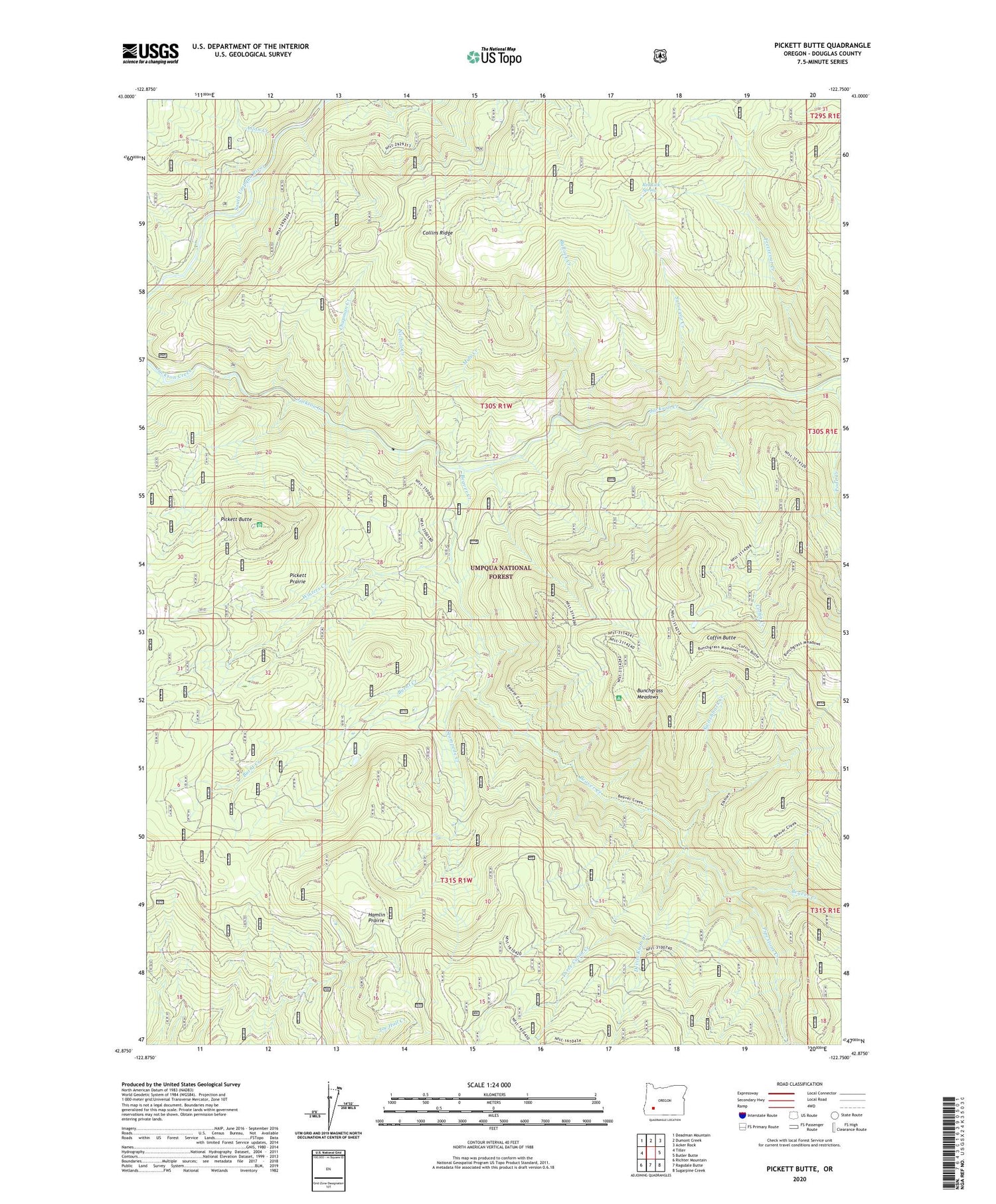 Pickett Butte Oregon US Topo Map Image