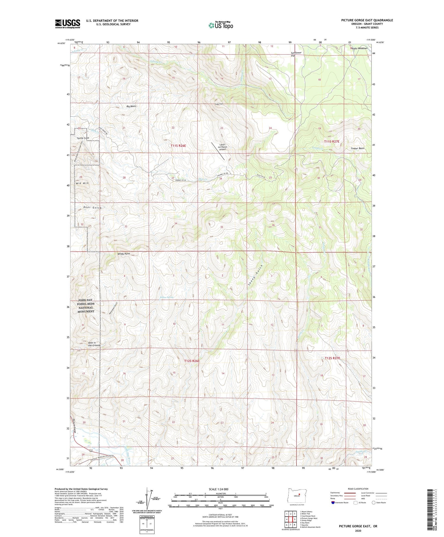 Picture Gorge East Oregon US Topo Map Image