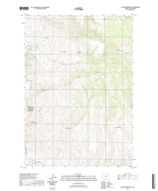 Picture Gorge East Oregon US Topo Map Image