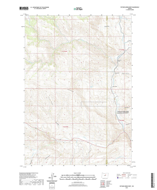Picture Gorge West Oregon US Topo Map Image