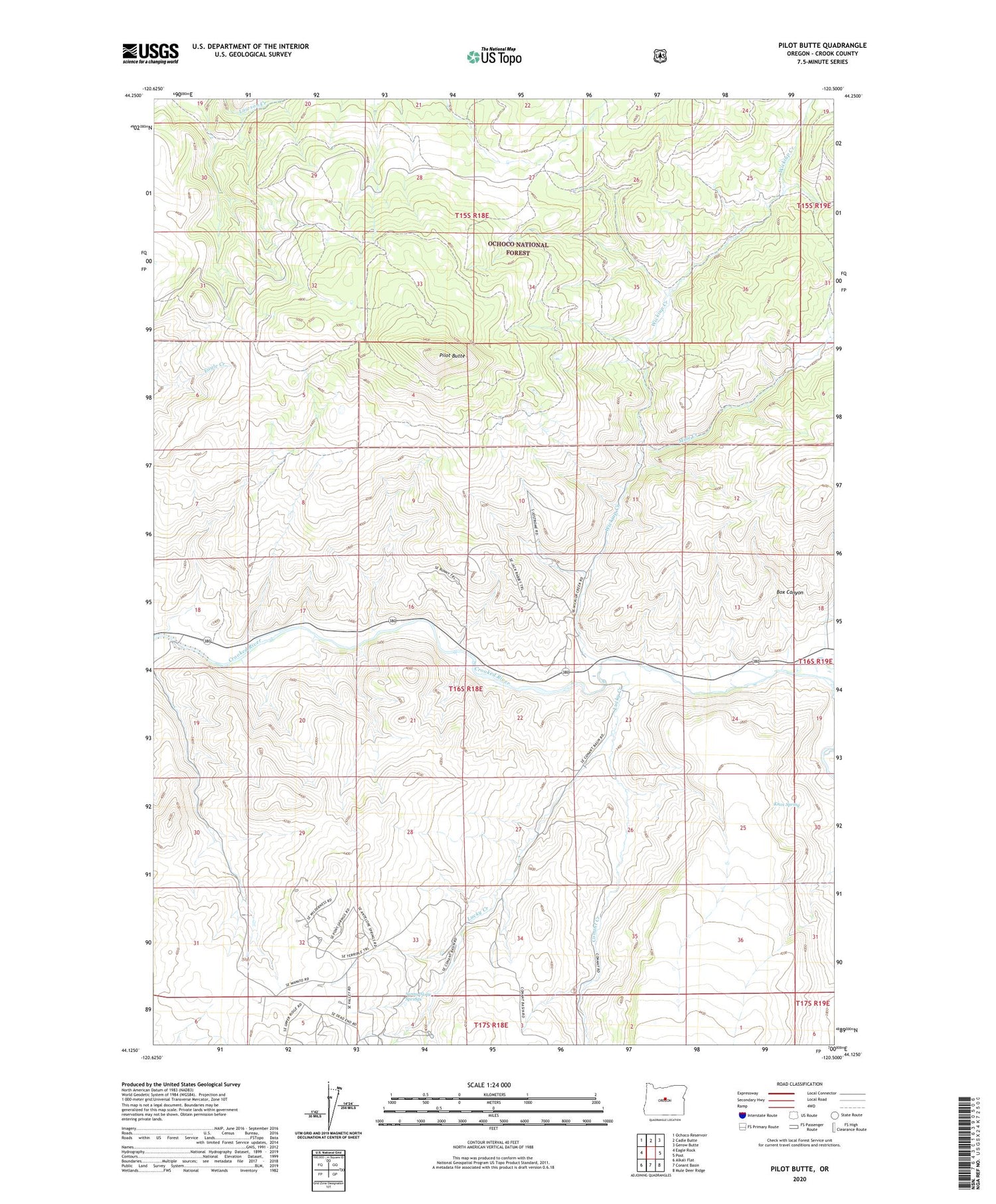 Pilot Butte Oregon US Topo Map Image