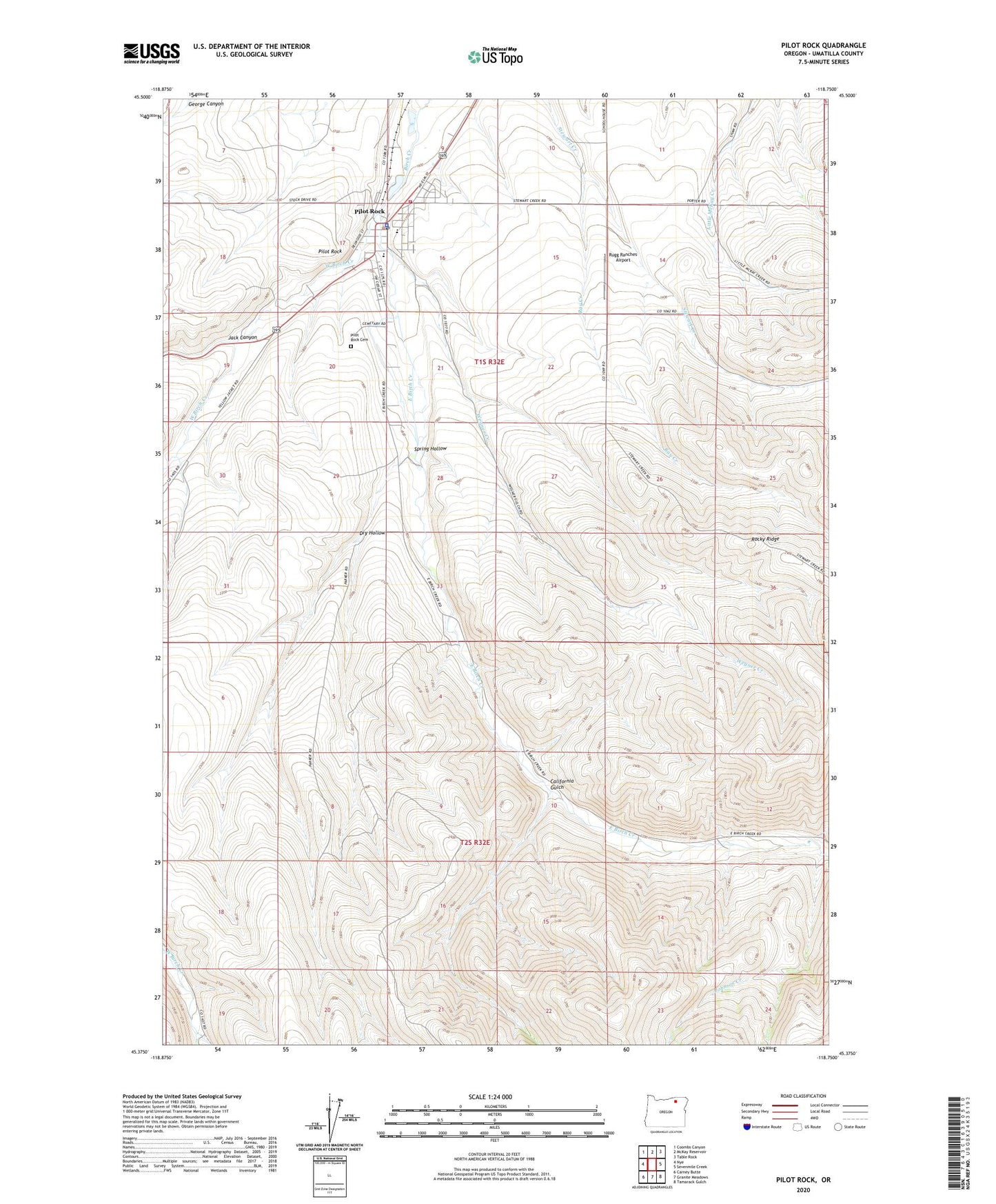Pilot Rock Oregon US Topo Map Image