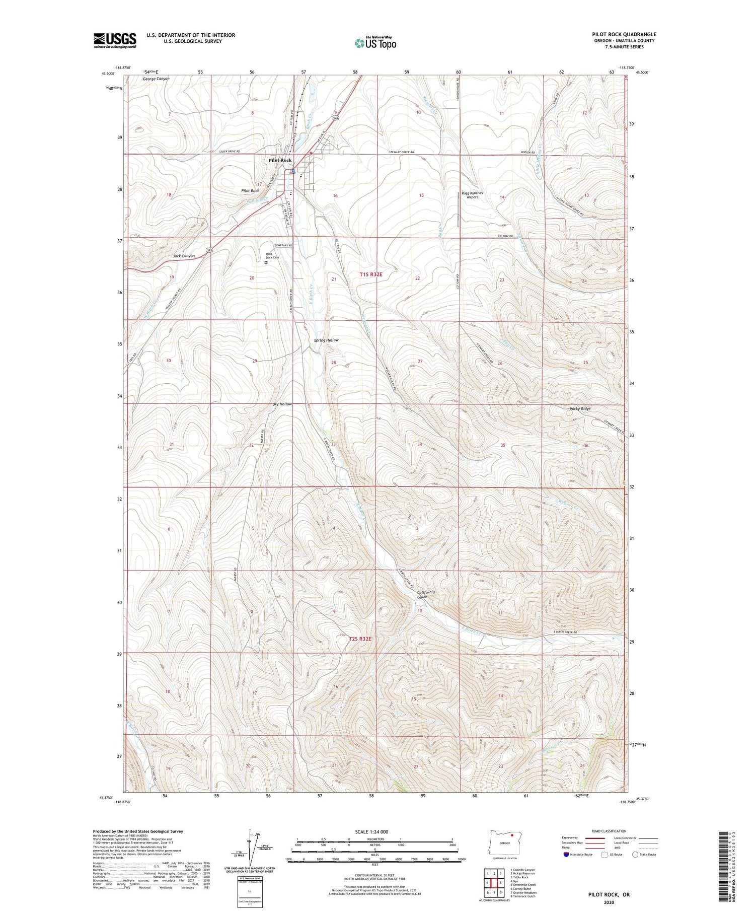 Pilot Rock Oregon US Topo Map Image