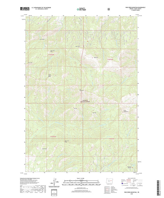 Pine Creek Mountain Oregon US Topo Map Image