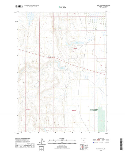 Piute Reservoir Oregon US Topo Map Image