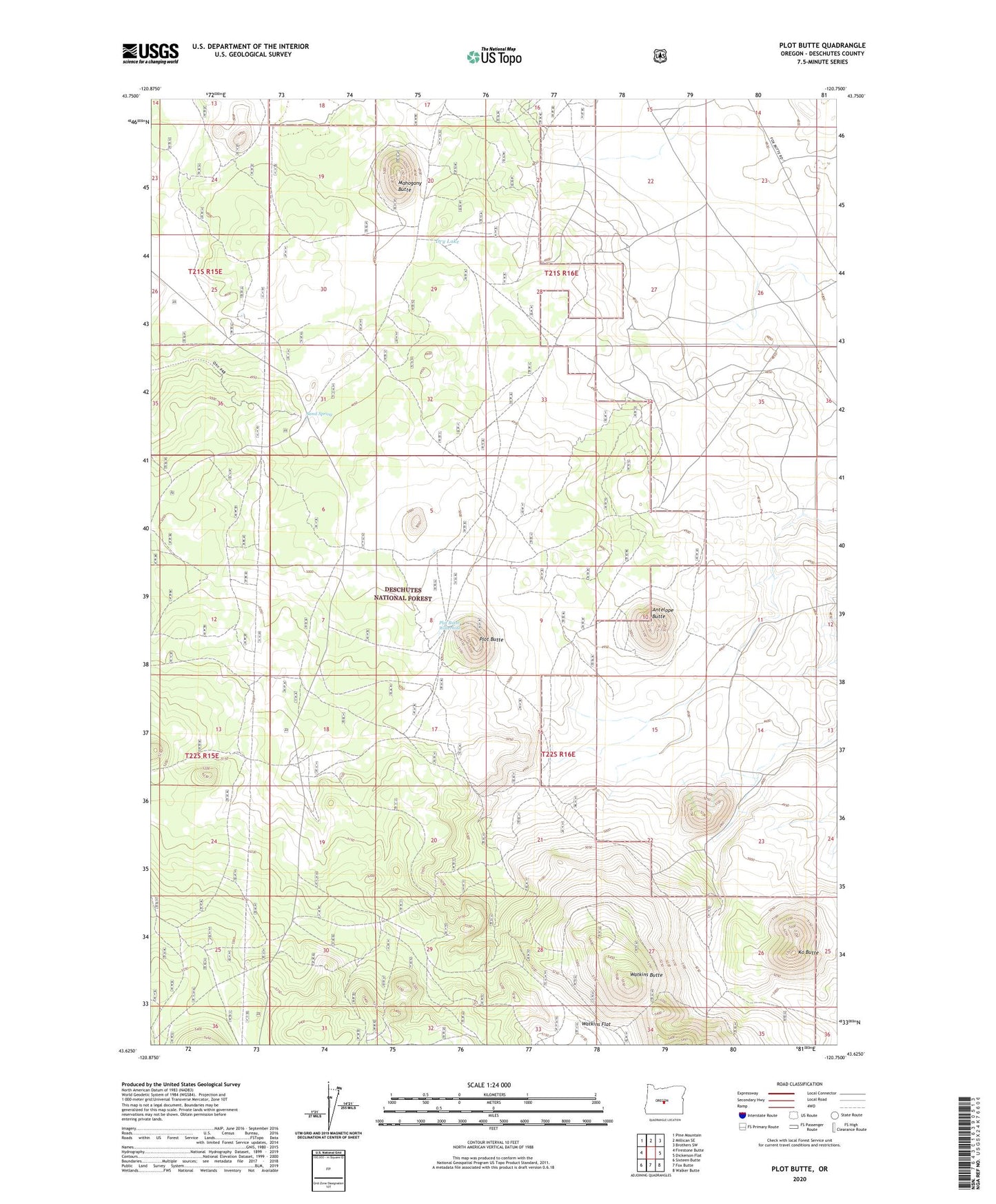 Plot Butte Oregon US Topo Map Image