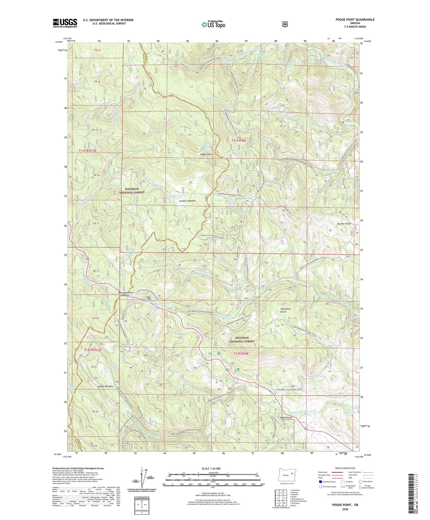 Pogue Point Oregon US Topo Map Image