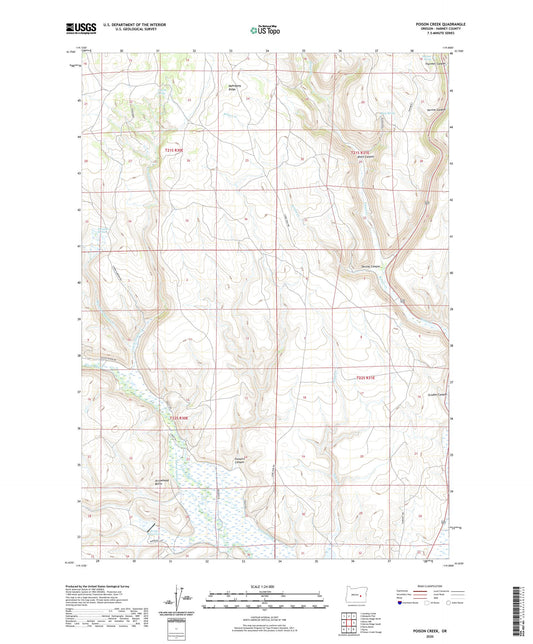 Poison Creek Oregon US Topo Map Image