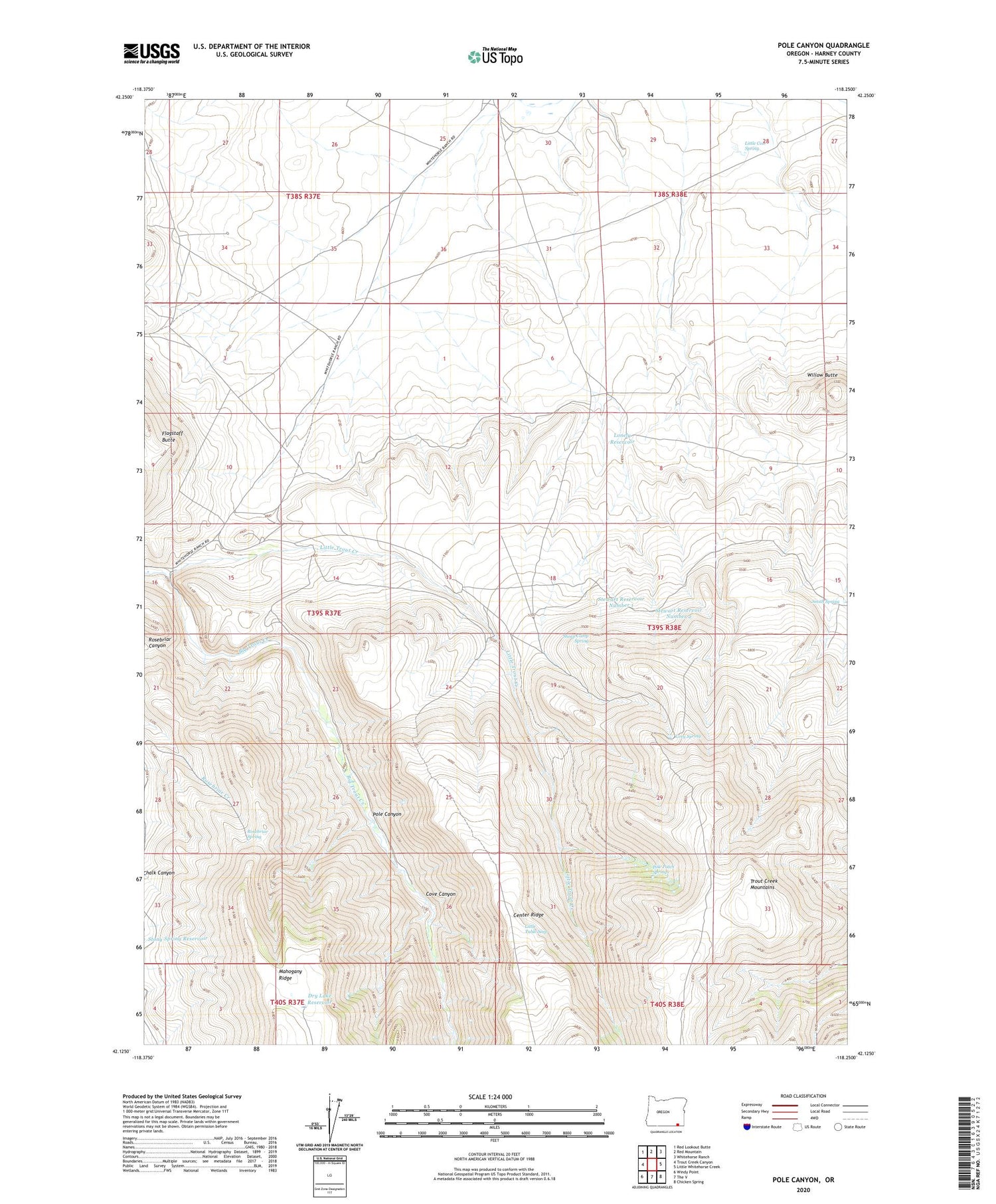 Pole Canyon Oregon US Topo Map Image