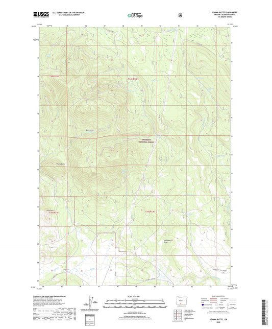 Ponina Butte Oregon US Topo Map Image