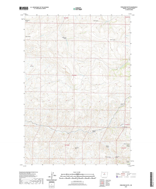 Porcupine Butte Oregon US Topo Map Image