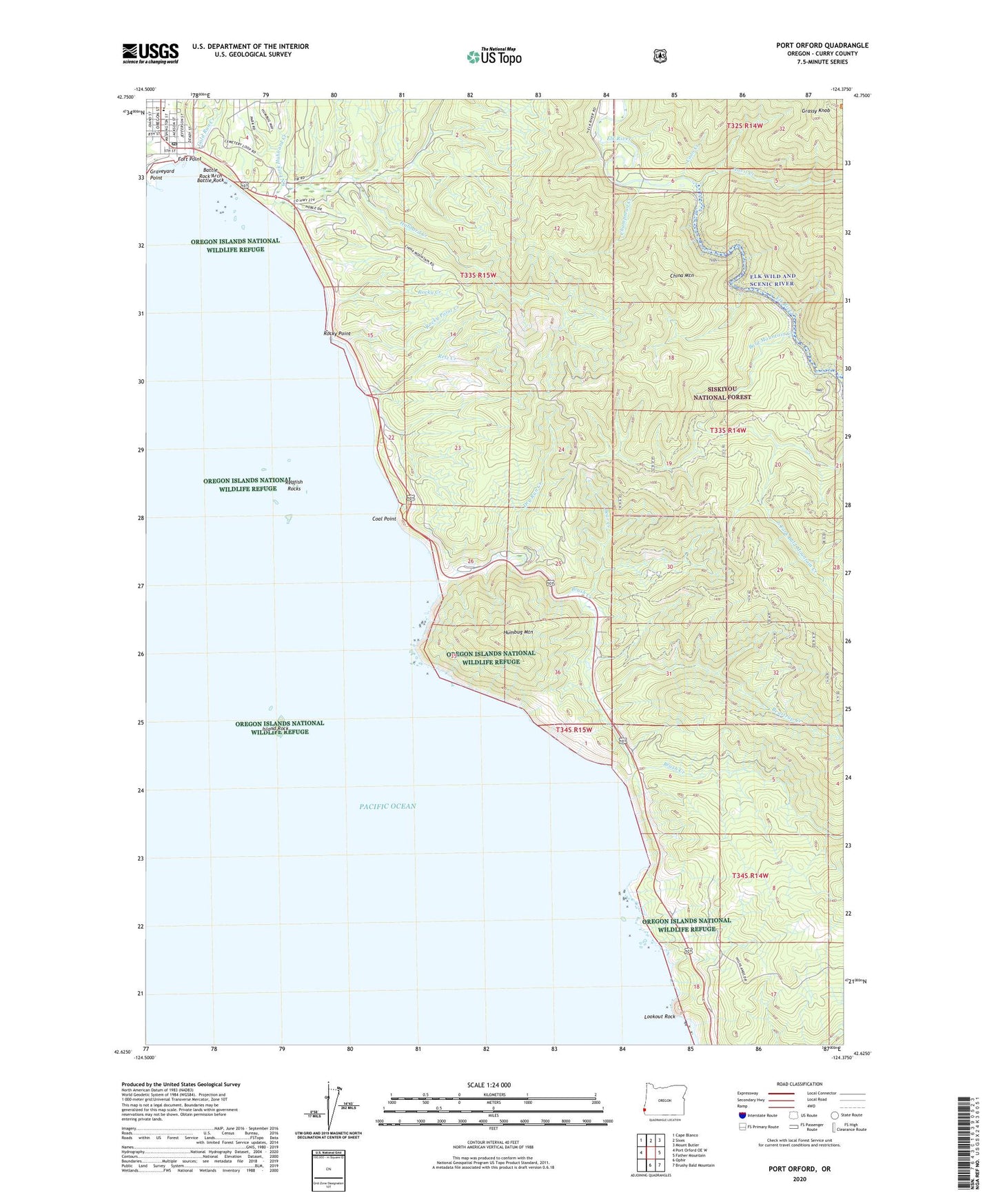 Port Orford Oregon US Topo Map Image