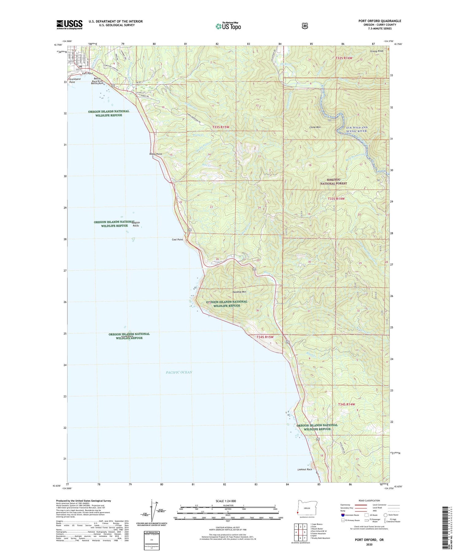 Port Orford Oregon US Topo Map Image