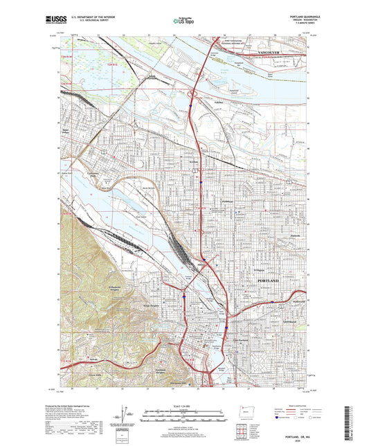 Portland Oregon US Topo Map Image