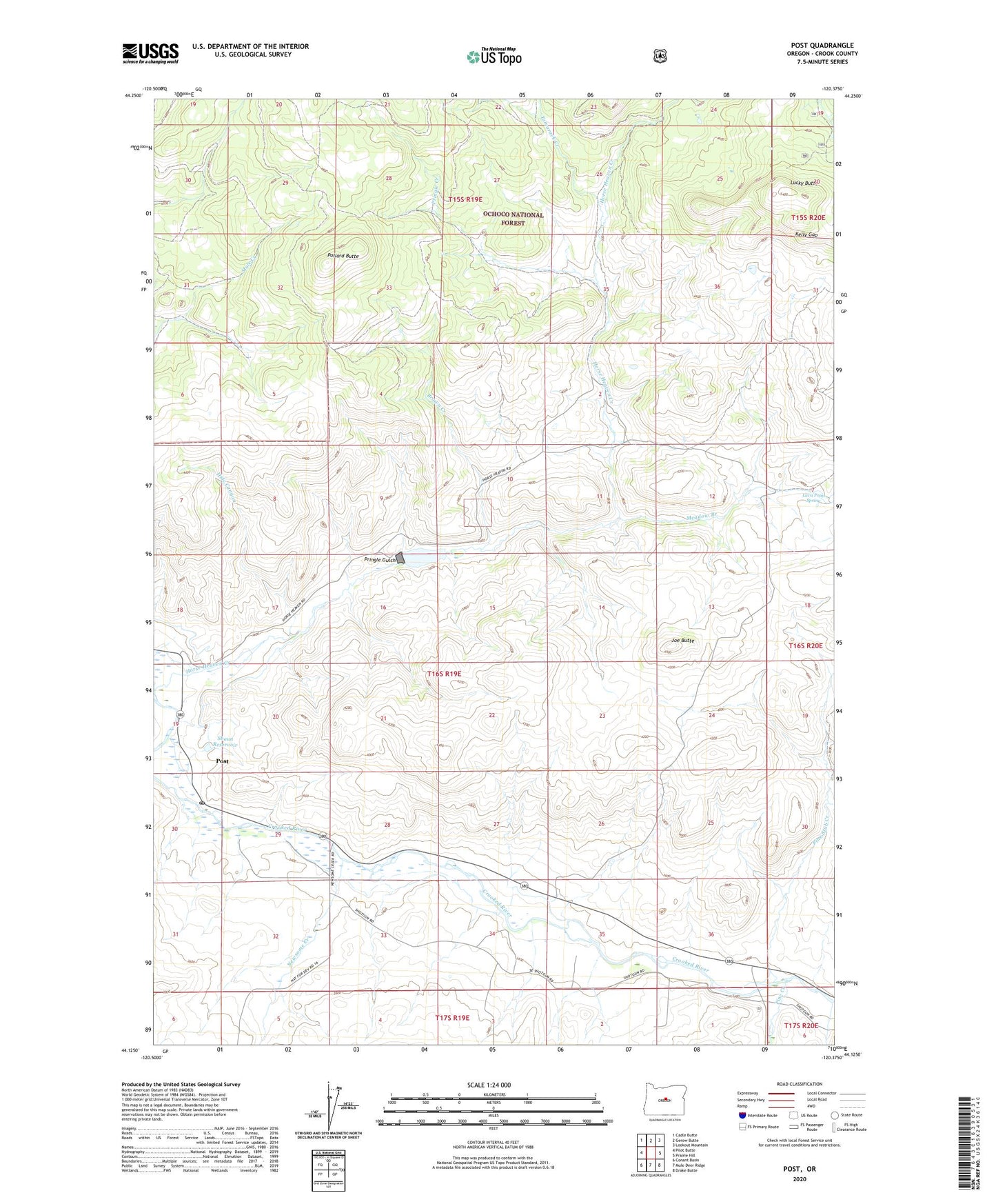 Post Oregon US Topo Map Image