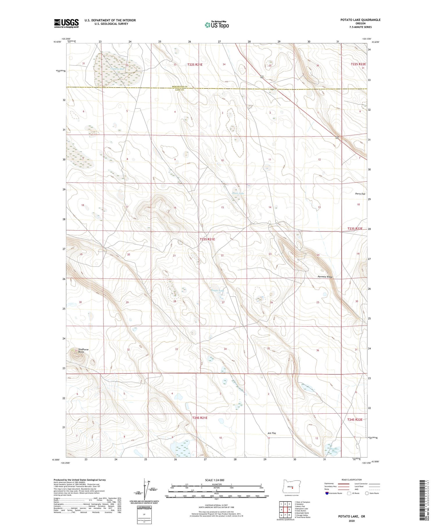 Potato Lake Oregon US Topo Map Image
