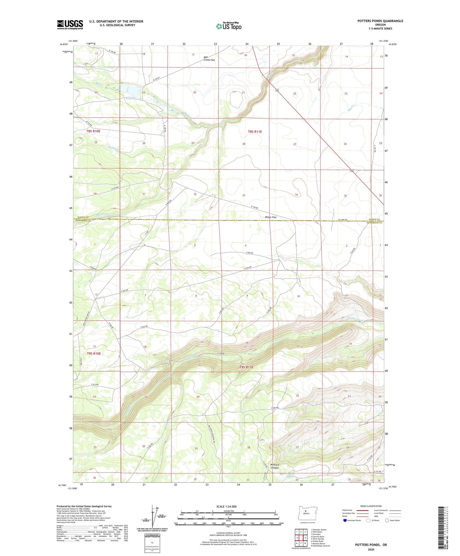 Potters Ponds Oregon US Topo Map Image