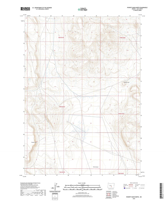 Poverty Basin North Oregon US Topo Map Image
