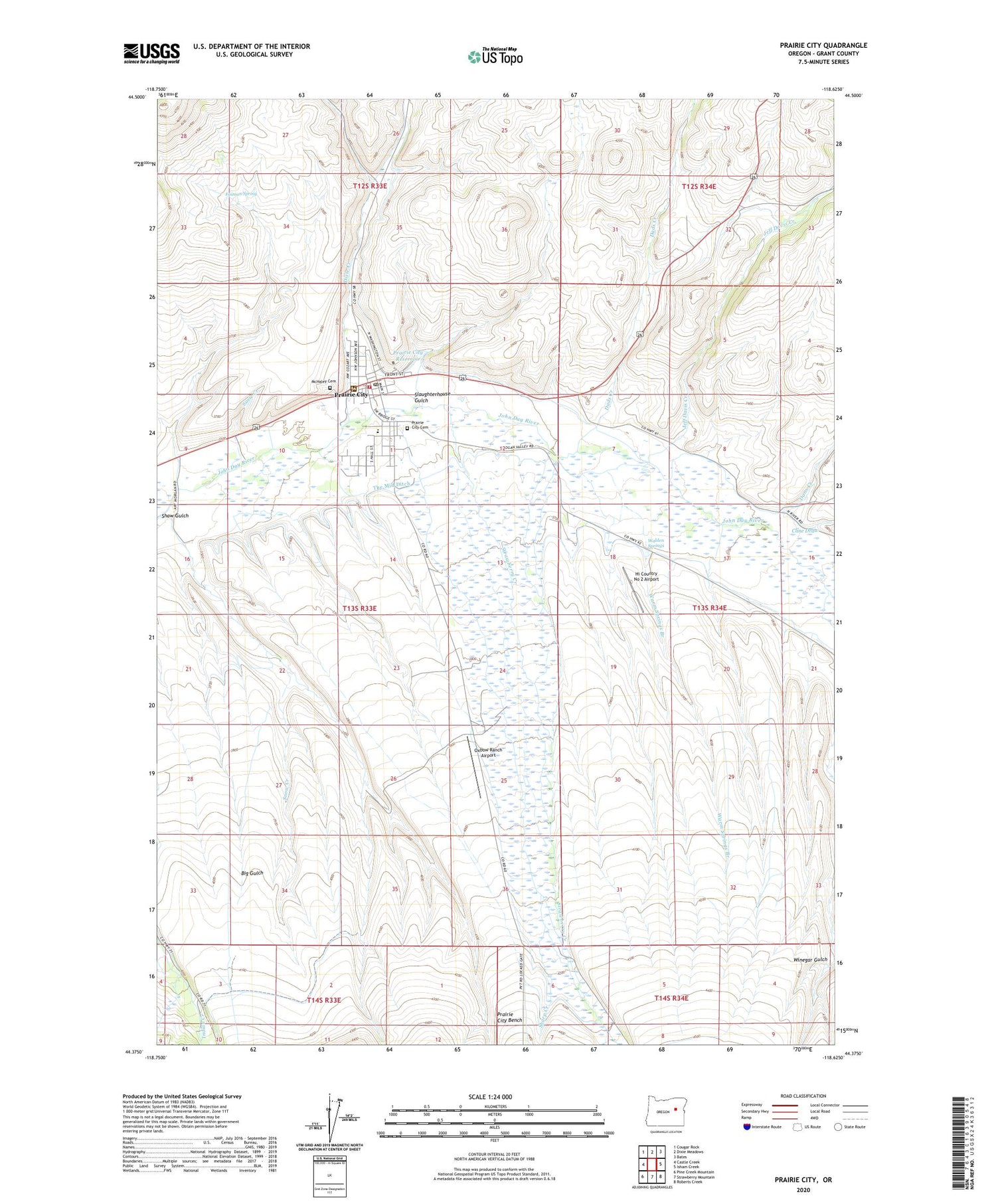 Prairie City Oregon US Topo Map Image