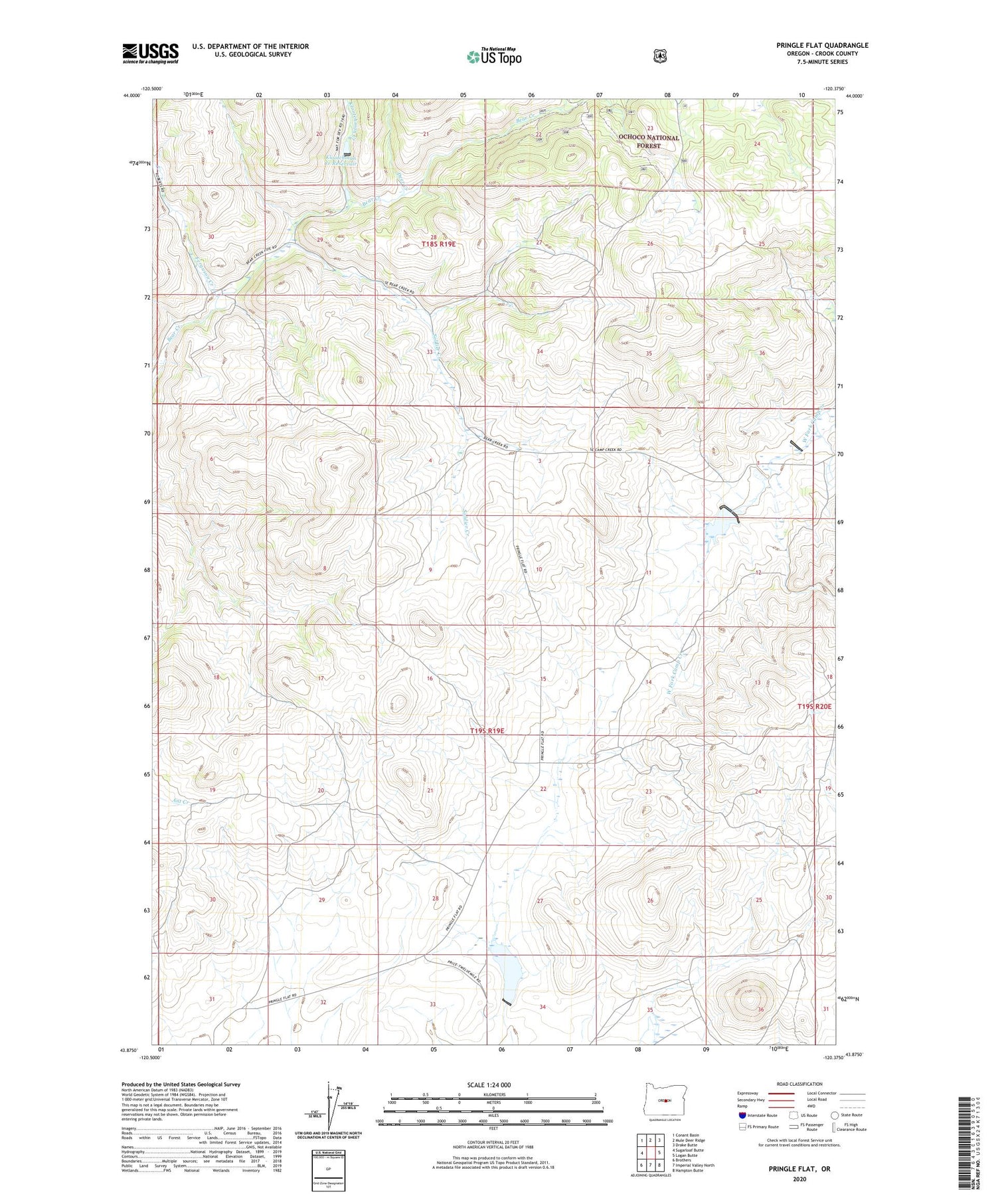 Pringle Flat Oregon US Topo Map Image