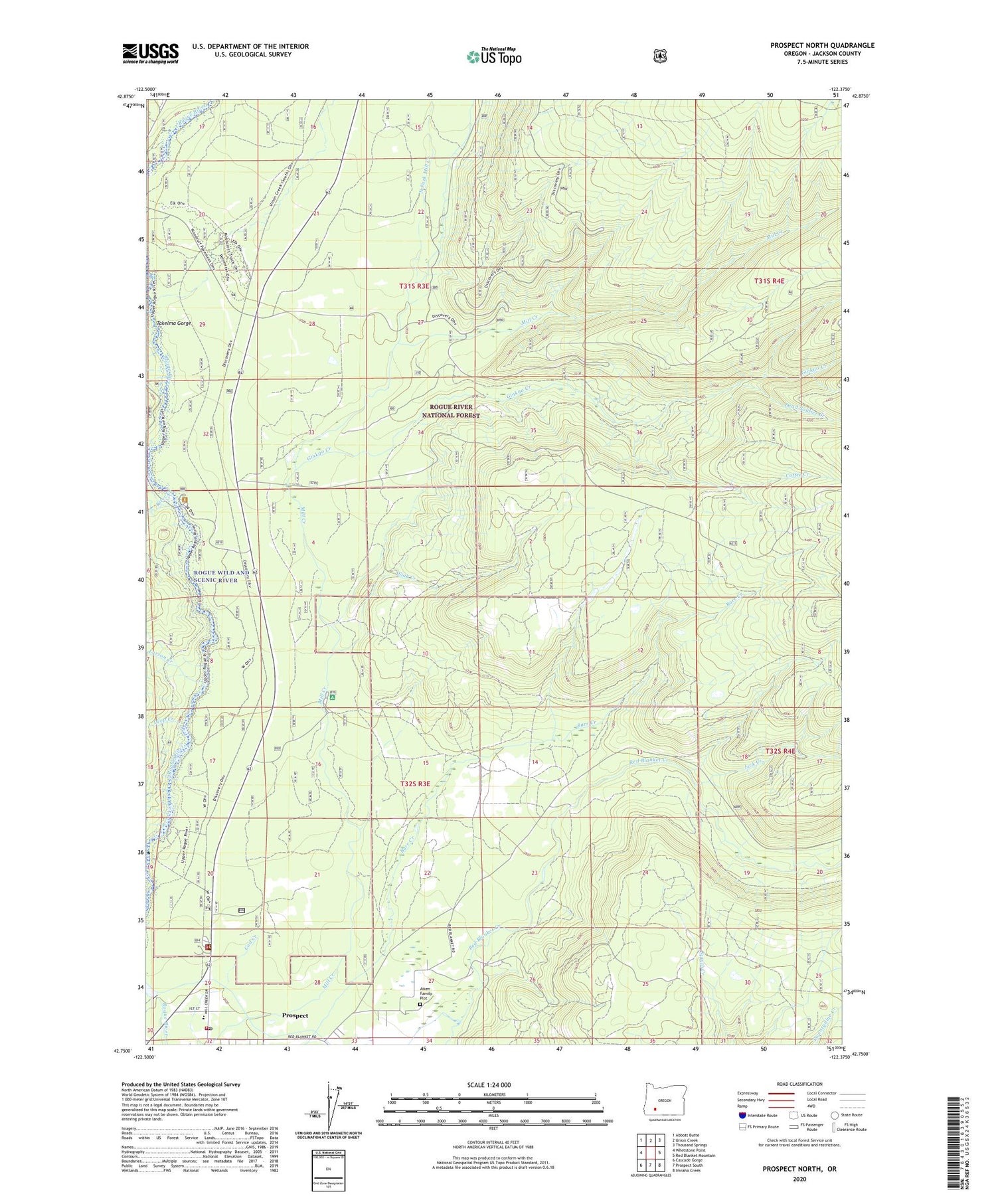 Prospect North Oregon US Topo Map Image
